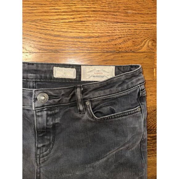 All Saints Bike Shorts Grey Black 31 Slim Fit Short Distressed Cuffed - Picture 4 of 12